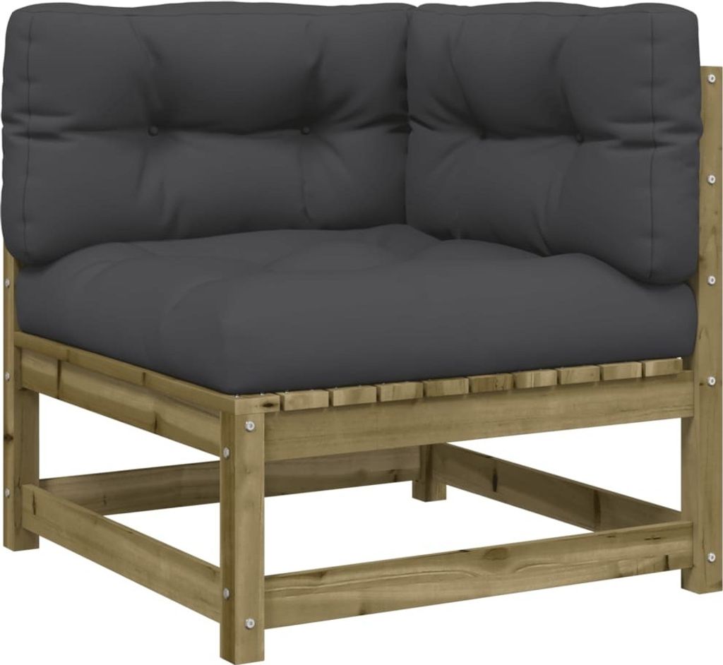 vidaXL Garten-Ecksofa mit Kissen Kiefernholz Imprägniert