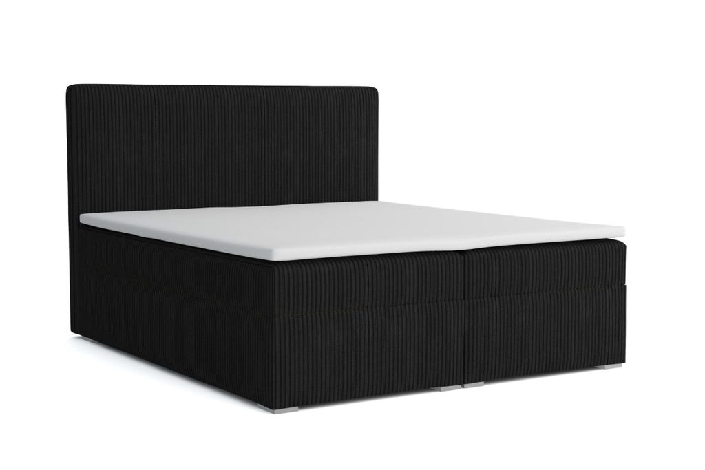 BOXBETT LOFT IV 200/200 Cord Schwarz mit Bonell-Federkernmatratzen H3
