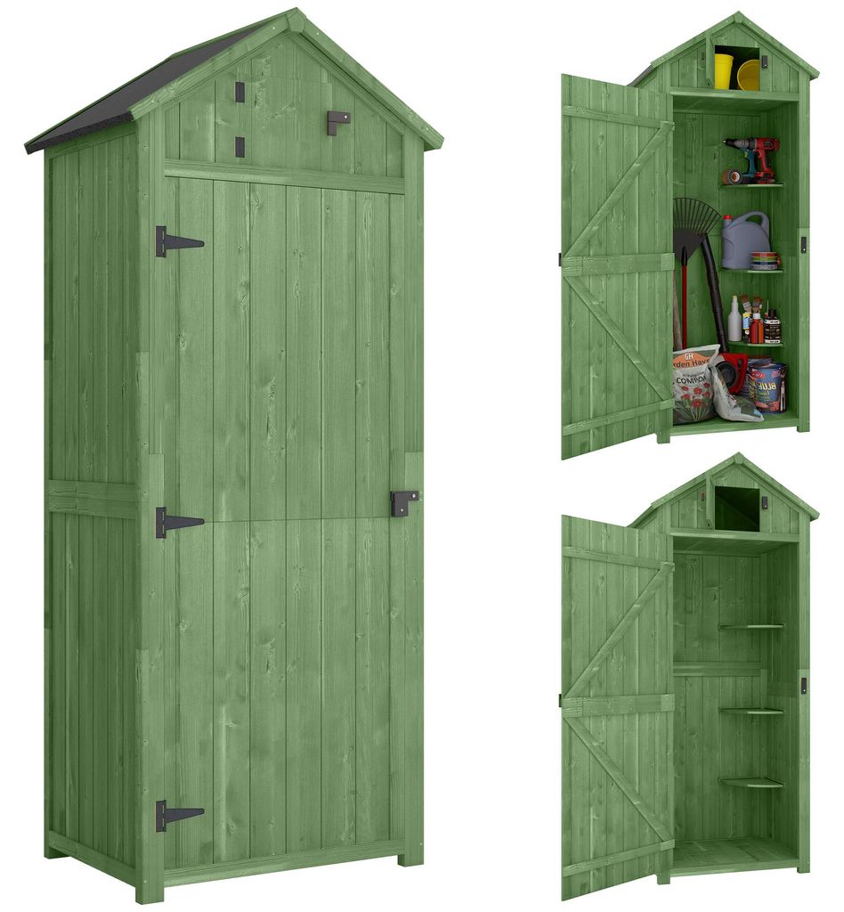 Outsunny Gartenschrank Holz Geräteschuppen mit 3 abnehmbar Produktbild 