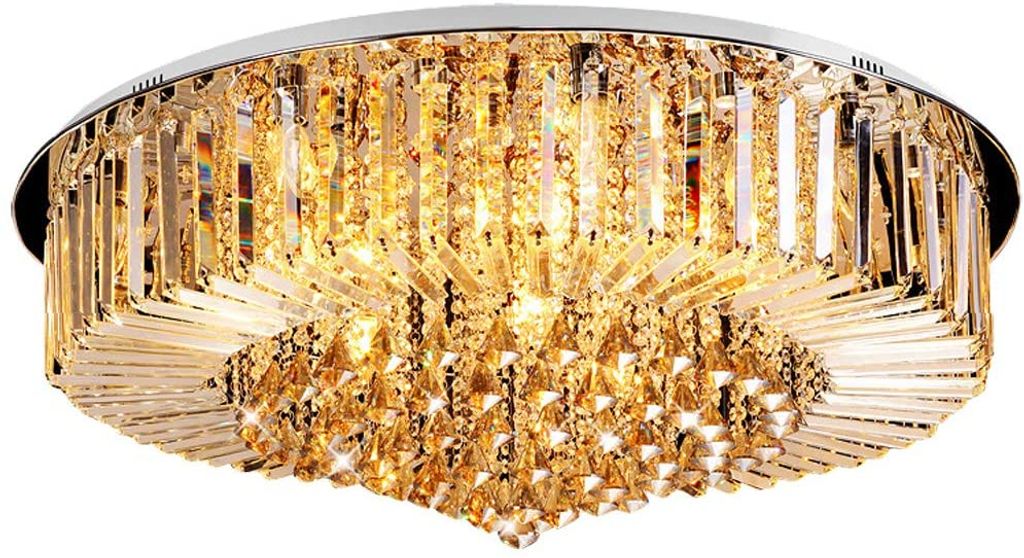 LED Kron Leuchter Ess Zimmer Blätter Pendel Beleuchtung Kristall Lampe Gold 