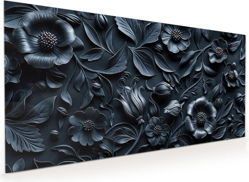 Küchenrückwand Spritzschutz Glas mit Motiv Florales Muster 40 x 40 cm