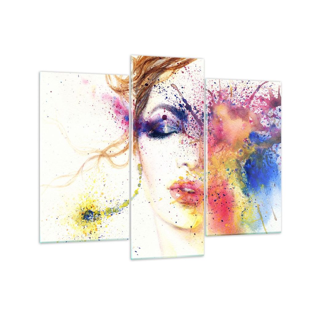 Bilder auf glas - Frau Abstraktion - 130x100cm - Glasbilder - Wandbilder - Kunstdruck - zum Aufhängen bereit - Wanddekoration aus Glas - Glas Bild...