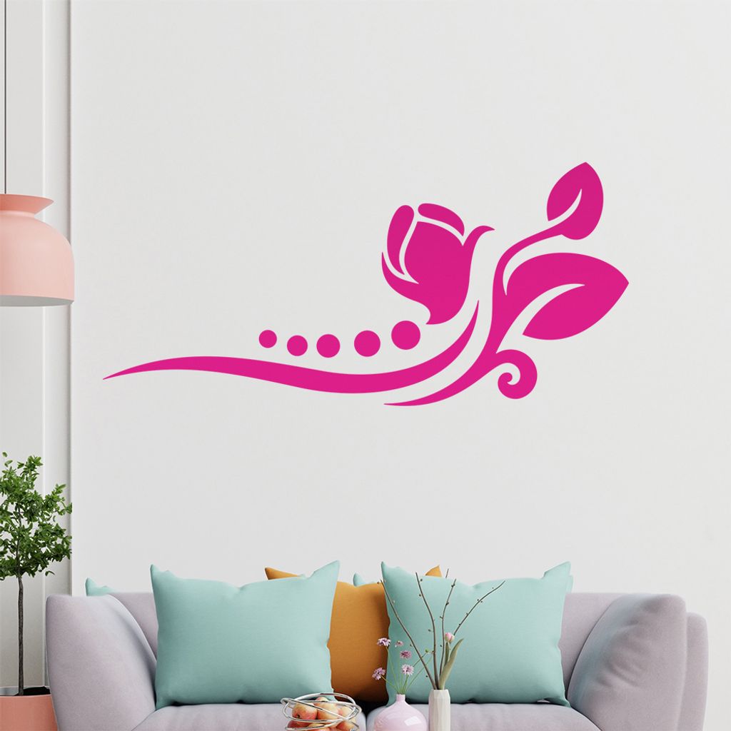 Blume - Linien Punkte Wandtattoo in 6 Größen - Wandaufkleber Wall Sticker - Dekoration, Küche, Wohnzimmer, Schlafzimmer, Badezimmer