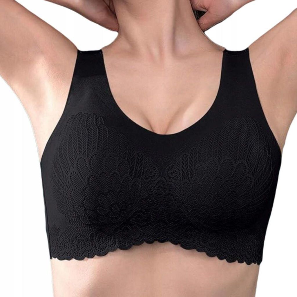 Damen-BH - Weicher BH - Schwarz - L 40 - Nahtloser BH - Sport-Top - Fitness-Top - Bequem