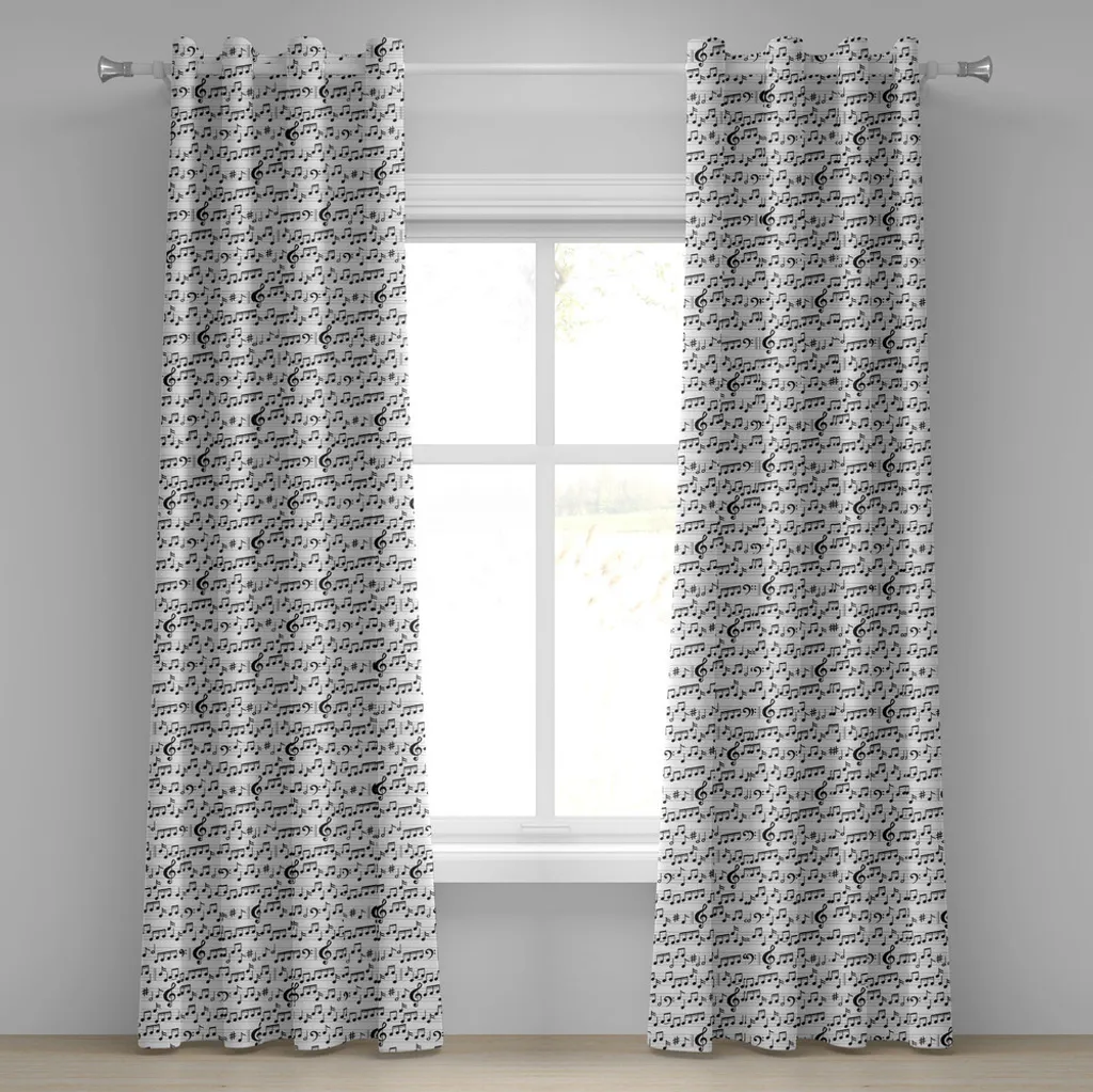 Rideaux Décoratifs Musique et Notes de Piano pour Salon ou Chambre