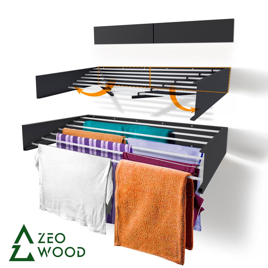ZEO WOOD Wandwäschetrockner klappbar 120 cm, platzsparender Produktbild 