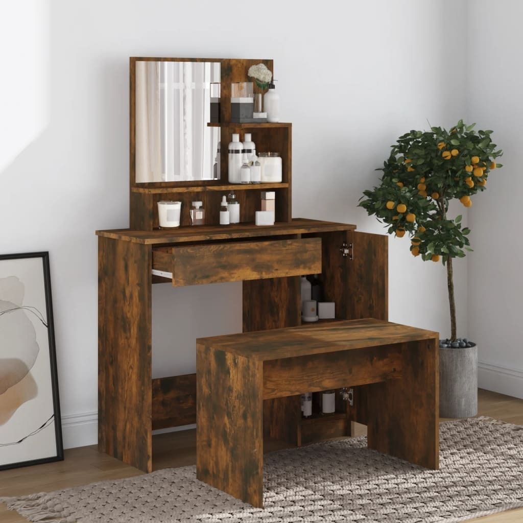 "2026 Promotion" Schminktisch-Set Räuchereiche 86,5x35x136 cm - Schminktische CC4941