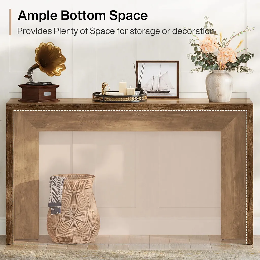 Table console bois gris clair 140cm style antique format extra fin - 8