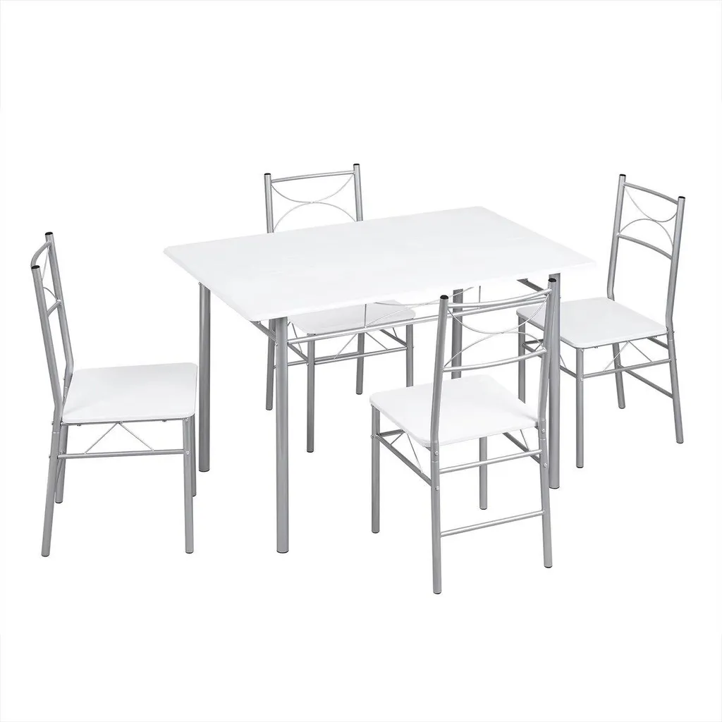 Table de salle à manger structure acier robuste avec 4 chaises noires