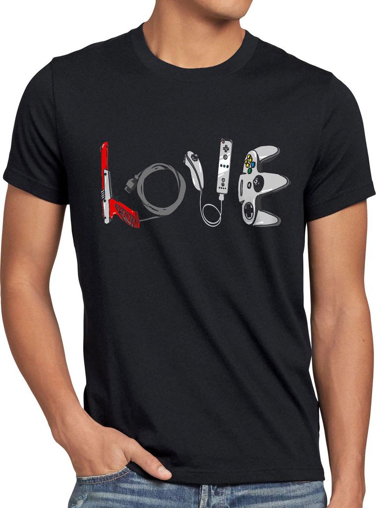 style3 LOVE Gamer T-Shirt Herren super konsole kart 8-Bit SNES mario