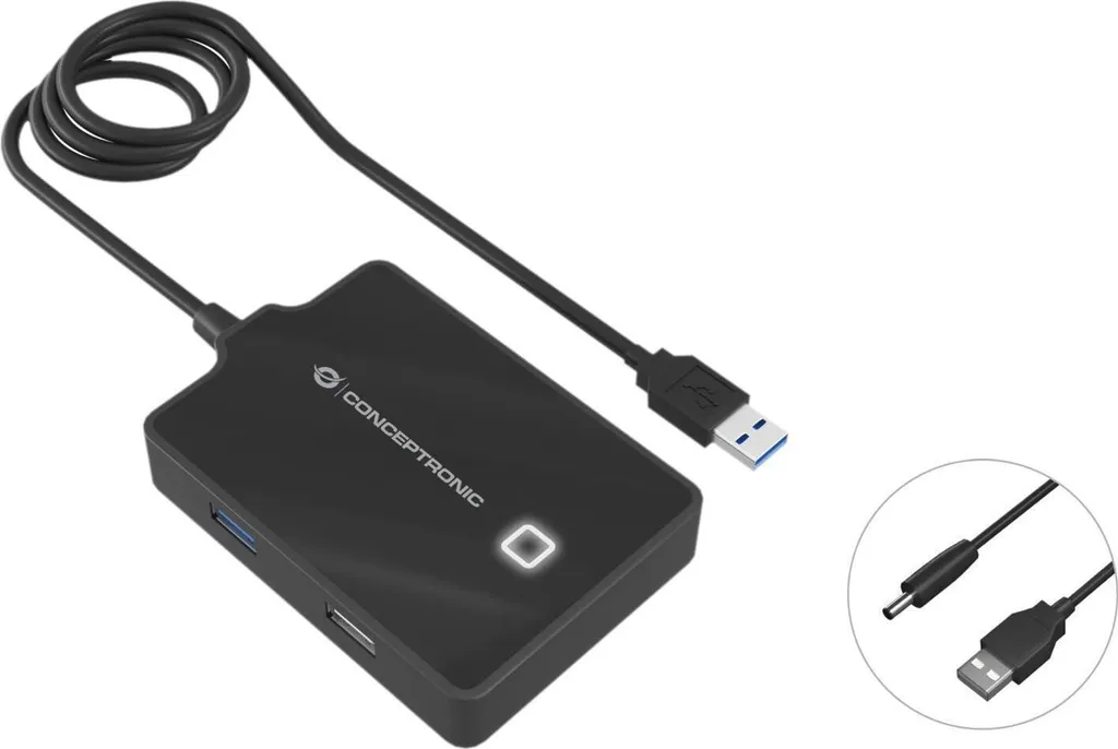 Conceptronic HUBBIES10B Hub USB 3.0 SuperSpeed con Cavo 90cm
