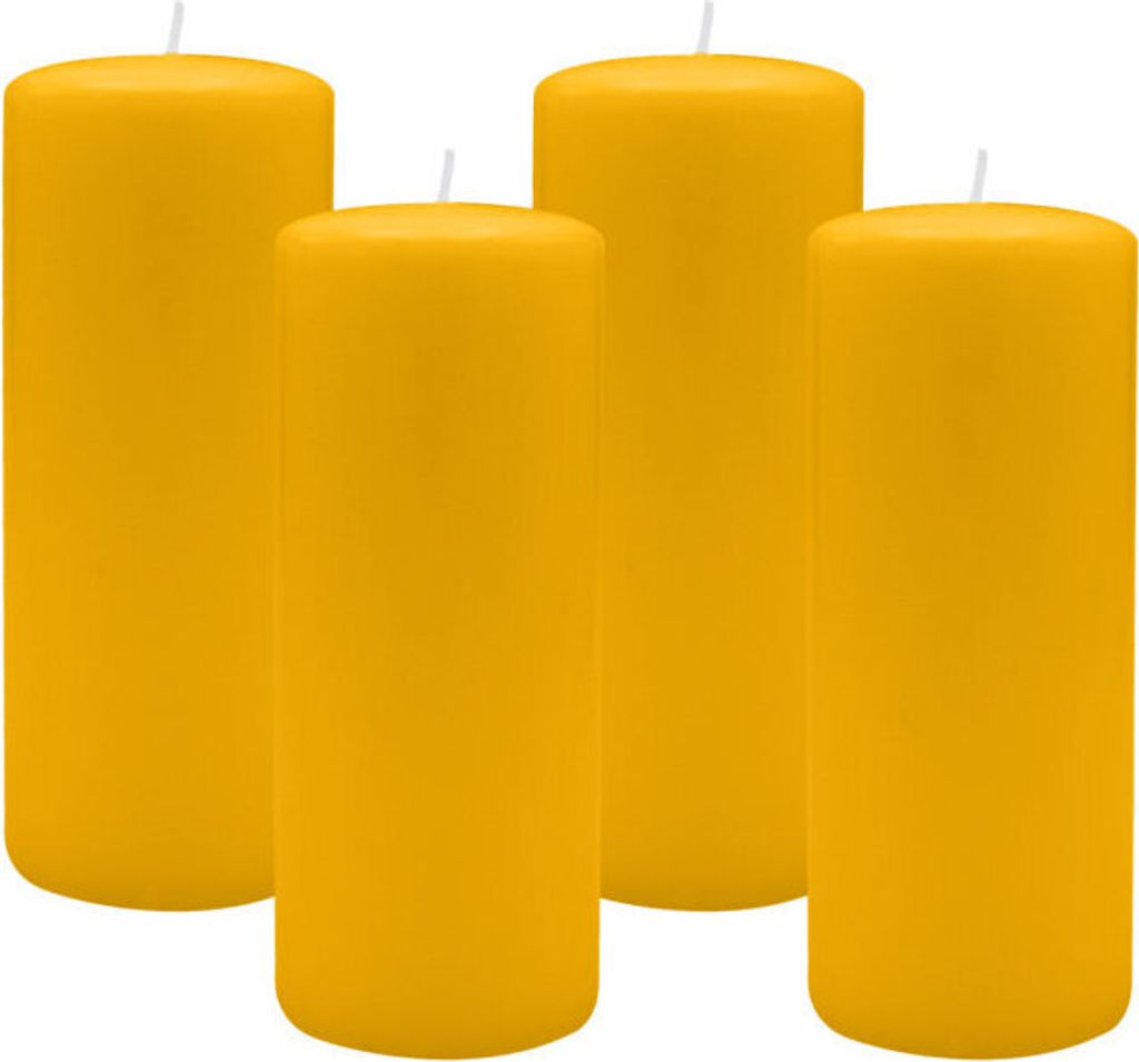 4er Set Adventskranzkerzen Goldgelb Ø 80 x 200 mm