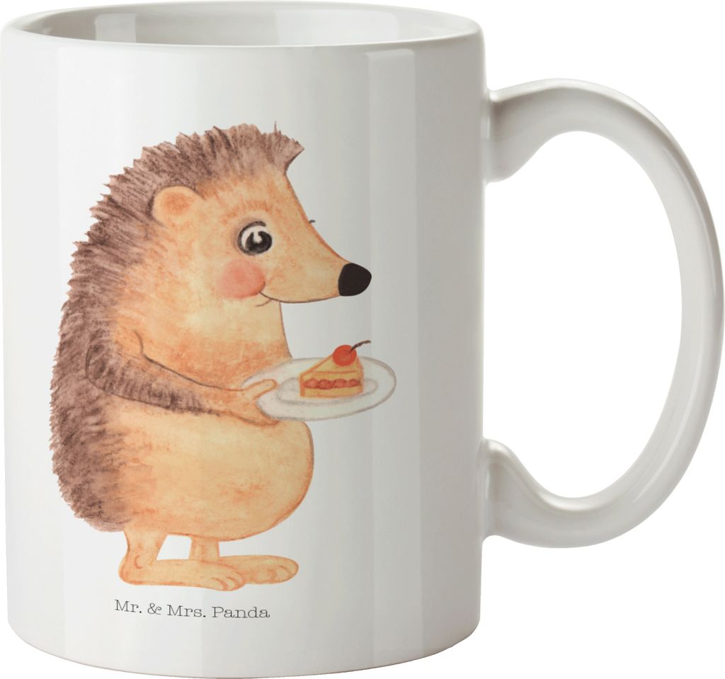 Mr. & Mrs. Panda Kaffeepott Igel Kuchenstück - Weiß - Geschenk, Torte, Kaffeetasse, Kuchen, Teepott, schöne tasse, Backen, Kaffeebecher, Becher,...
