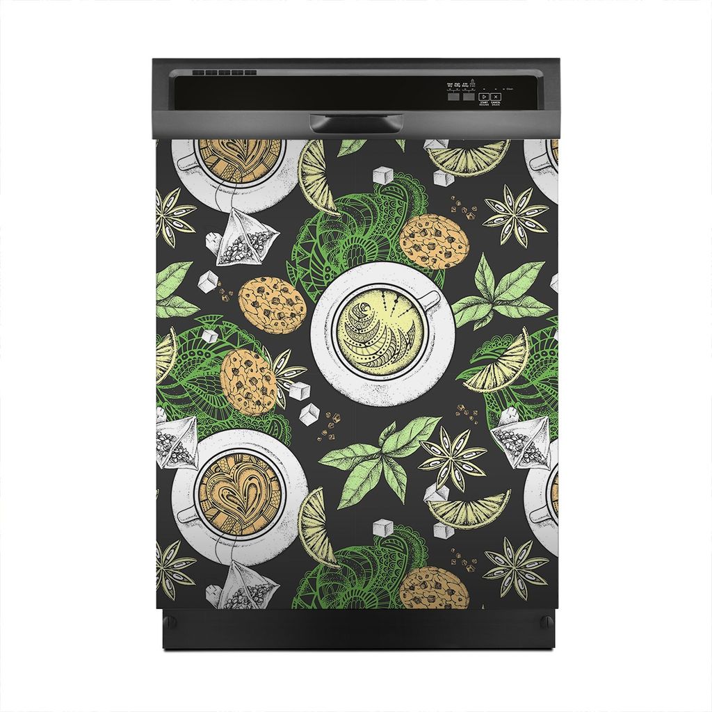 Aufkleber sticker 60x70 cm Dekorative folie Spülmaschine - Tee Tasse Kekse