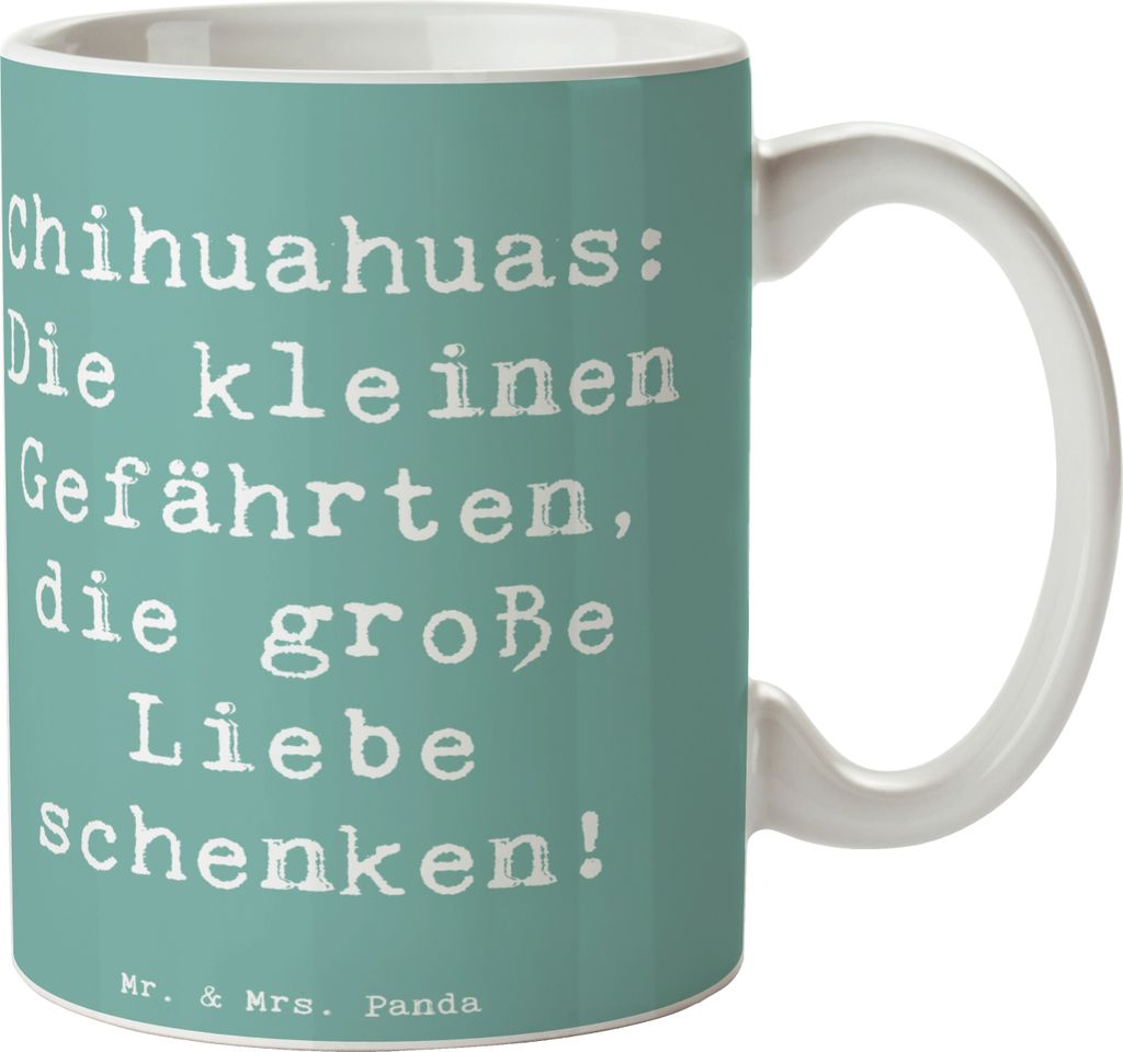 Mr. & Mrs. Panda Tasse Spruch Chihuahua Liebe - Meeresbrise - Geschenk, Becher, Keramiktasse, Hunderasse, Freude, Teebecher, unbändige Energie, ko...