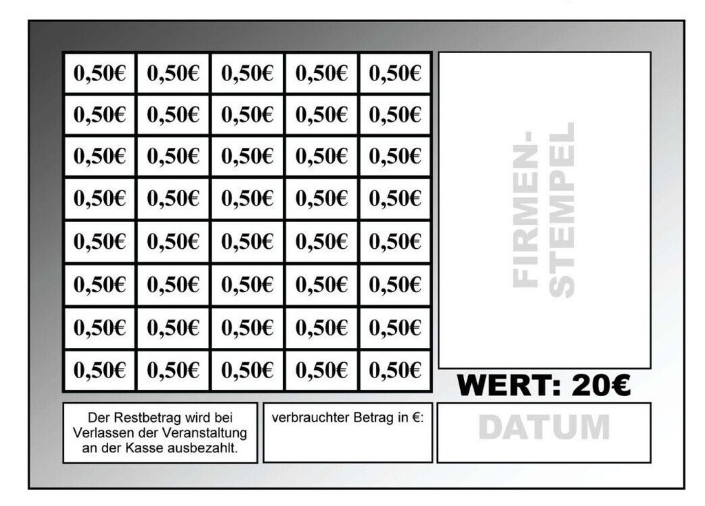 800 Abstreichkarten Verzehrkarten Wertmarken Guthabenkarten Produktbild 3