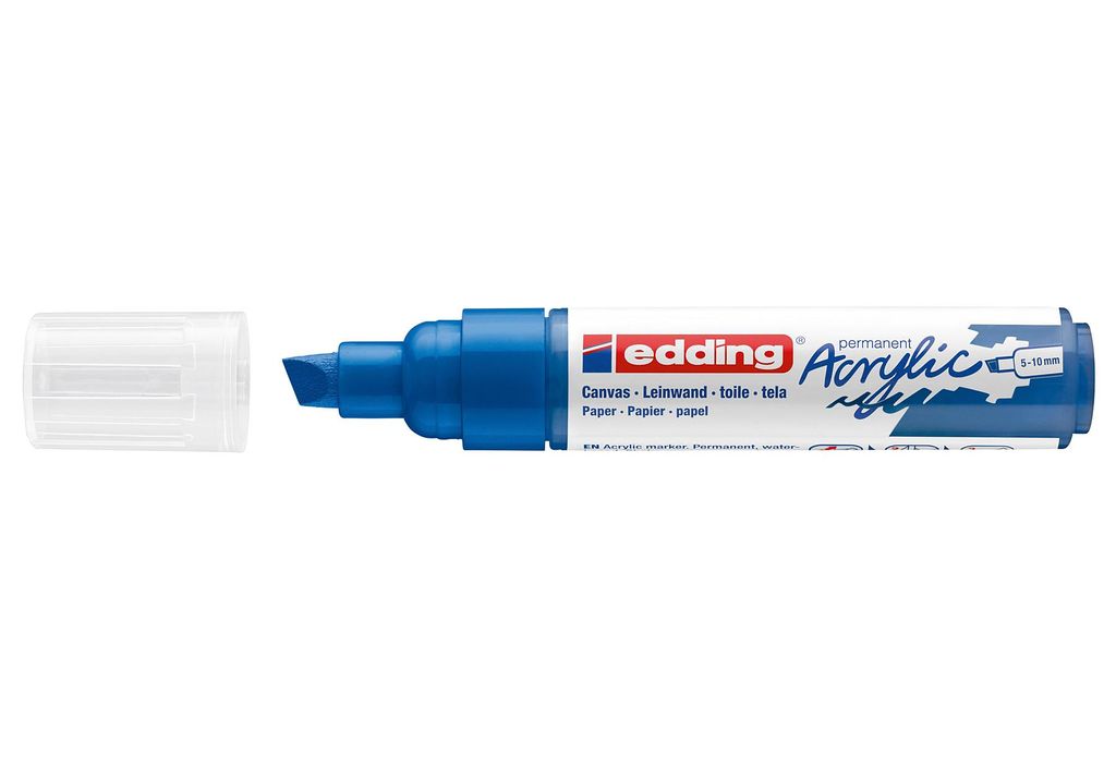 Edding 5000 Acrylmarker Breit, Blau, Meißel, Blau, Produktbild 