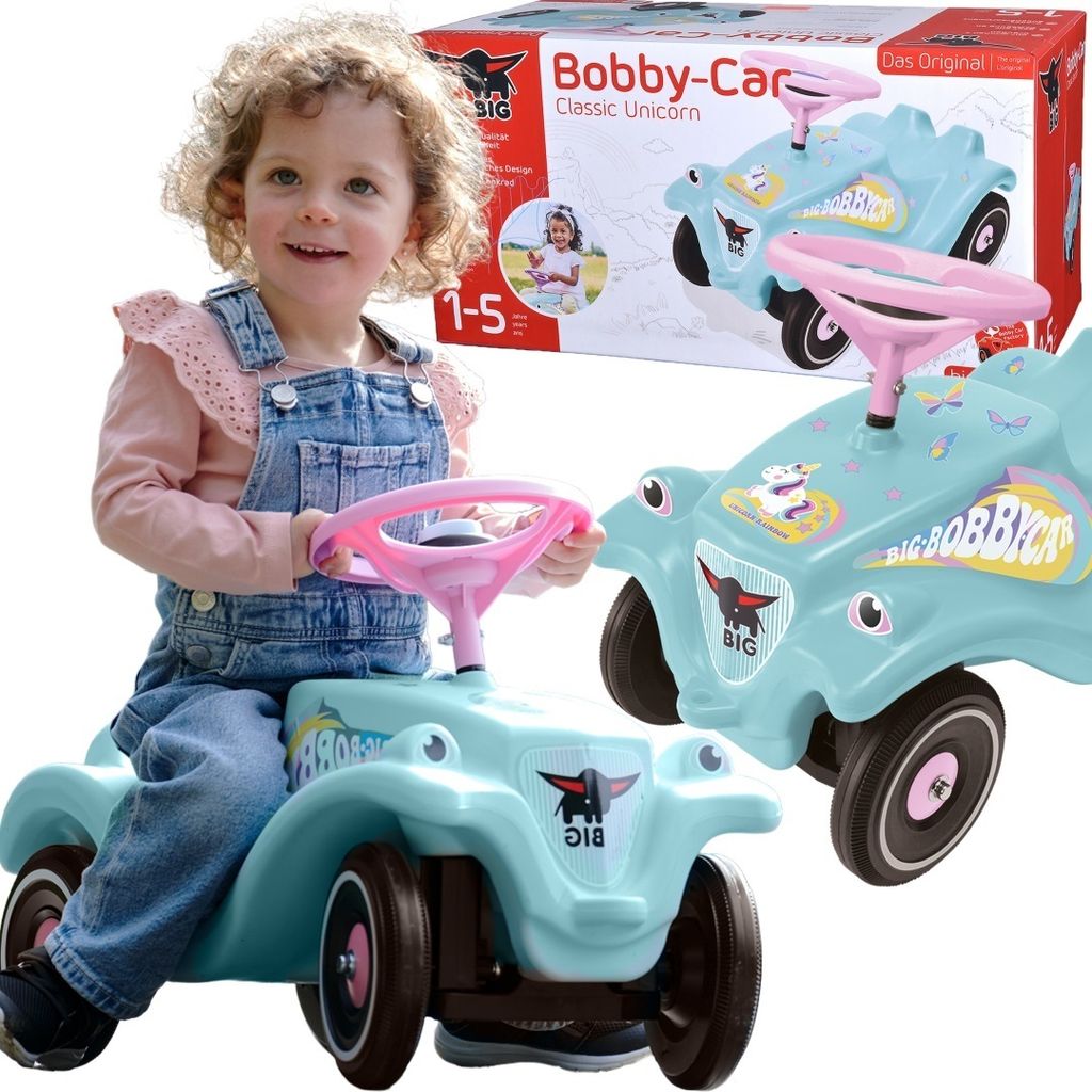 Porteur Big Bobby Car Classic Dino - Pour Enfants Dès 12 Mois, Jusqu'à 50 Kg - Design Dinosaure Vert Avec Autocollants, Klaxon, Volant De Sécurité