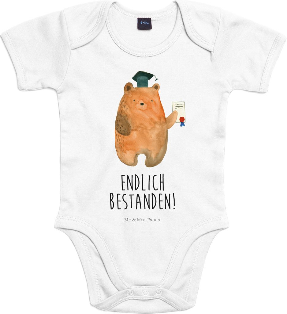 Mr. & Mrs. Panda Strampler Bär Prüfung 1. - 3. Monat - Heather Grey - Geschenk, babykleidung body, Bestanden, Teddy, Babystrampler, Abschlusszeug...
