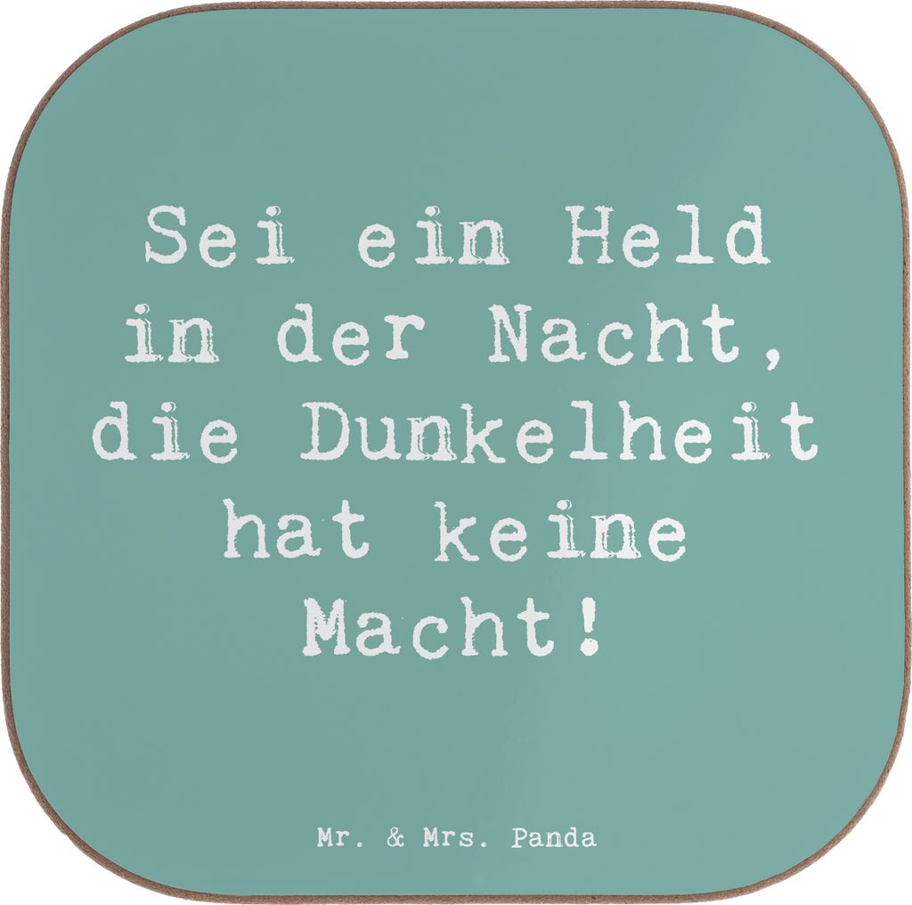 Mr. & Mrs. Panda Getränkeuntersetzer Spruch Angst vor Dunkelheit überwinden - Meeresbrise - Geschenk, Nacht Helden, Unterstützung bei Ängsten, ...