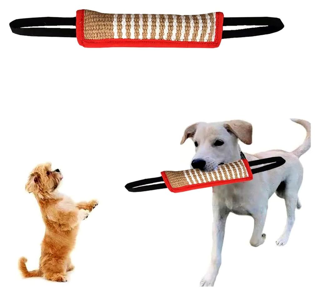 Beißwurst für Hunde aus Jute mit 2 Griffen - Hundesport Trainingsspielzeug für Zerrspiele und Tauziehen, 30 cm