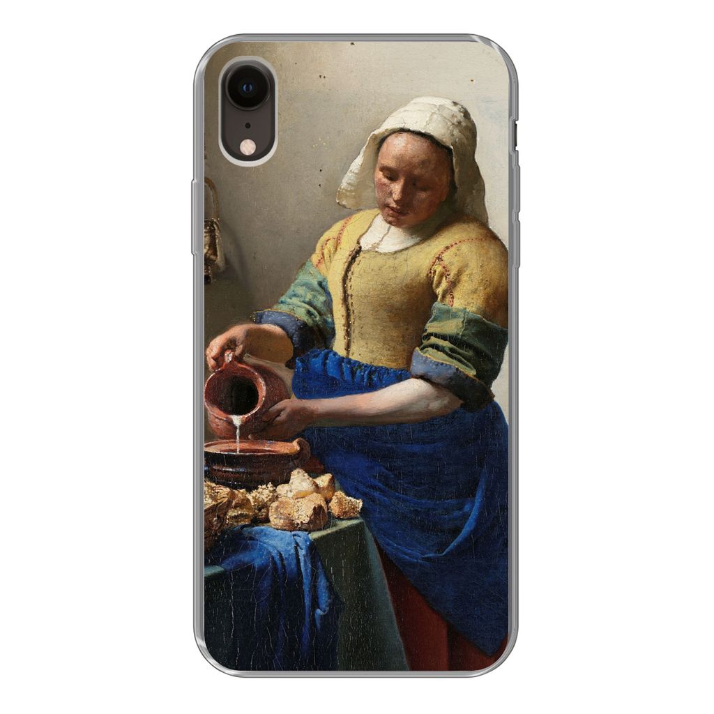 MuchoWow Handyhülle Schutzhülle Hülle für iPhone XR Das Milchmädchen - Gemälde von Johannes Vermeer Silikon Softcase Handy Hülle - Schutzd...