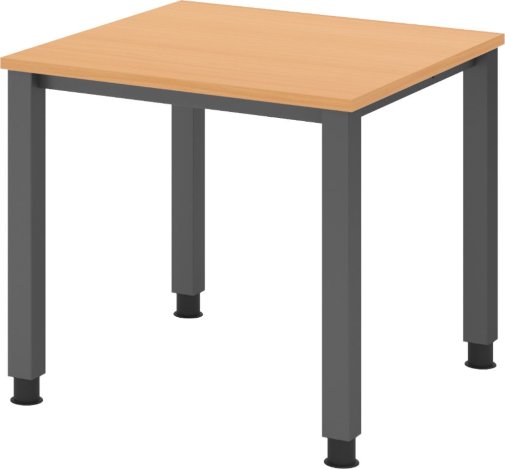 bümö Schreibtisch Serie-Q Gestell: Graphit - Nachbildung: Buche, Größe: 80 x 80 cm