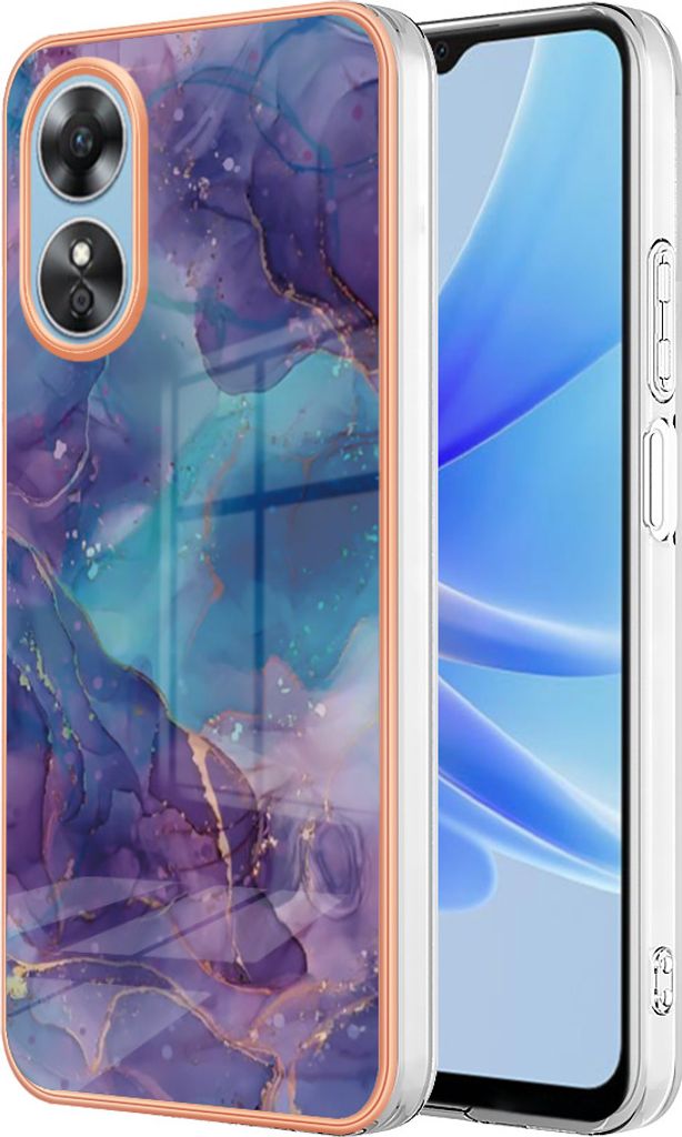 OPPO A17 Hülle, Muster Dünn TPU Silikon Stoßdämpfer Bumper Schutzhülle für OPPO A17 Lila