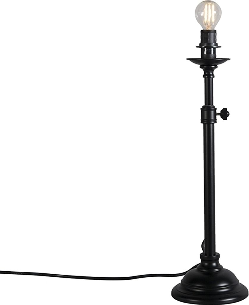 QAZQA - Landhaus I Vintage Klassische Tischlampe schwarz ohne Schirm verstellbar - Accia I Wohnzimmer I Schlafzimmer - Stahl Länglich - LED geeign...