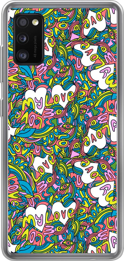 MuchoWow Handyhülle Schutzhülle Hülle für Telefoonhoesje Samsung Galaxy A41 Mädchen - Liebe - Muster - Liebe - Kinder - Kinder Silikon Softc...