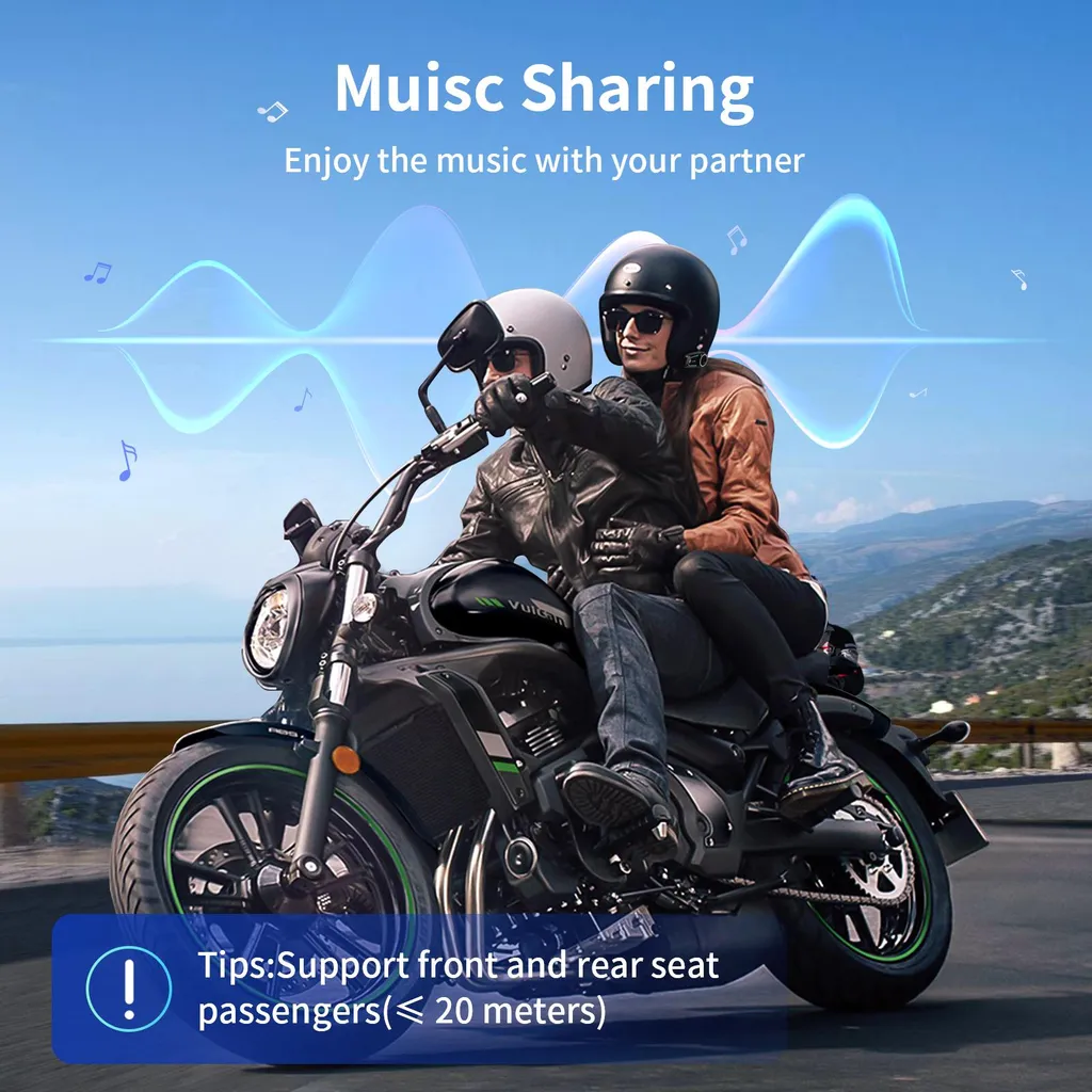 Intercom Bluetooth 5.4 multi-motards portée 2km et audio HD 40 mm