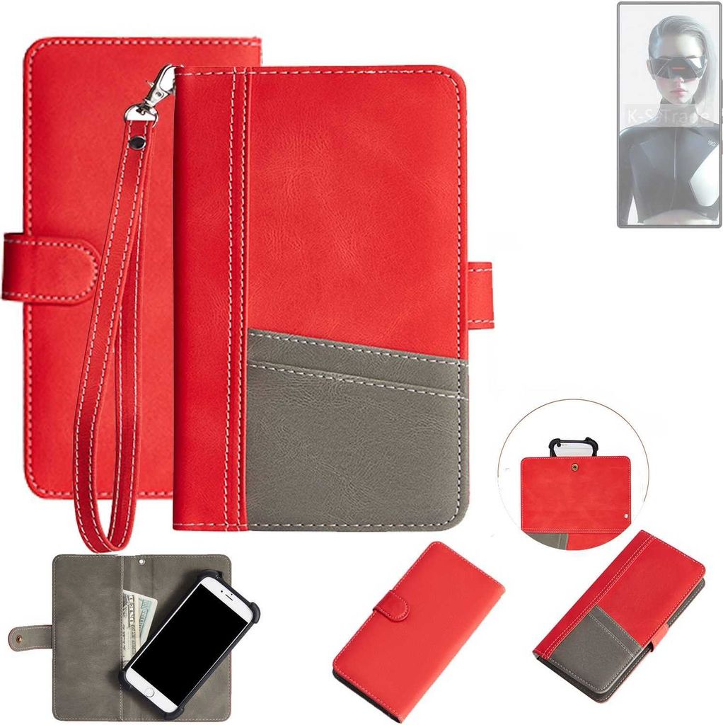 K-S-Trade Handy Schutzhülle für Nubia Red Magic 9S Pro+ Hülle Portemonnee Brieftasche Klapphülle Kartenfächer Flip Wallet Case Etui