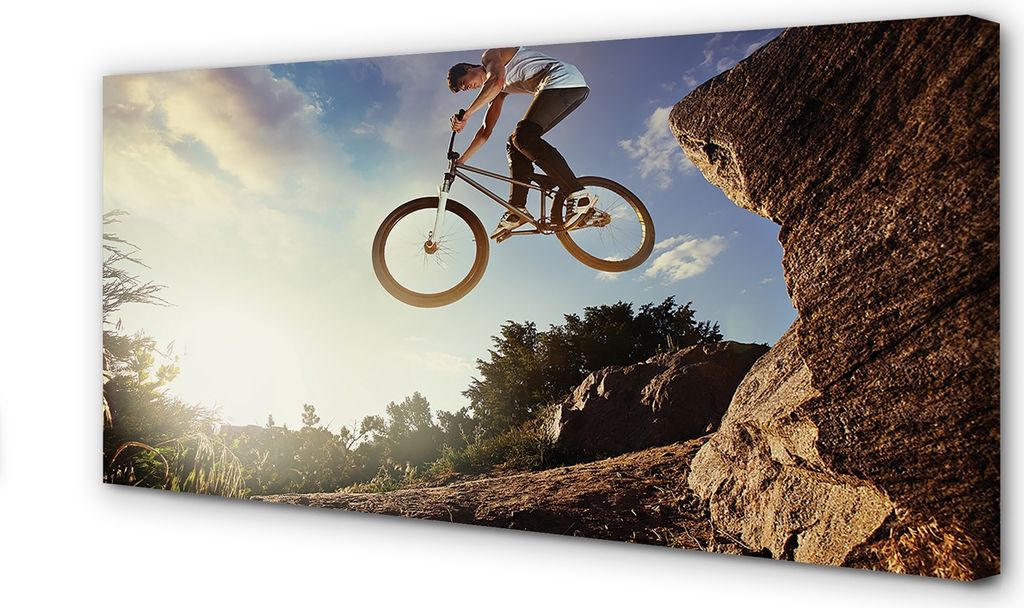 Leinwandbild 120x60 Wandkunst Mountainbike Himmel Wolken