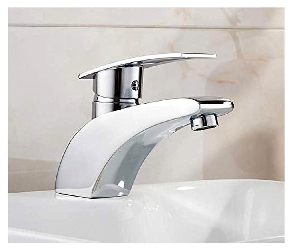 Küchenarmatur, Waschbecken-Wasserhahn, Badezimmer-Wasserhahn, massives Chrom-Messing-Finish, Einhand-Waschtischarmatur