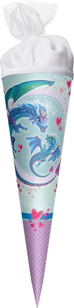 ROTH Geschenk-Schultüte klein Drachenliebe 22 cm rund Produktbild 