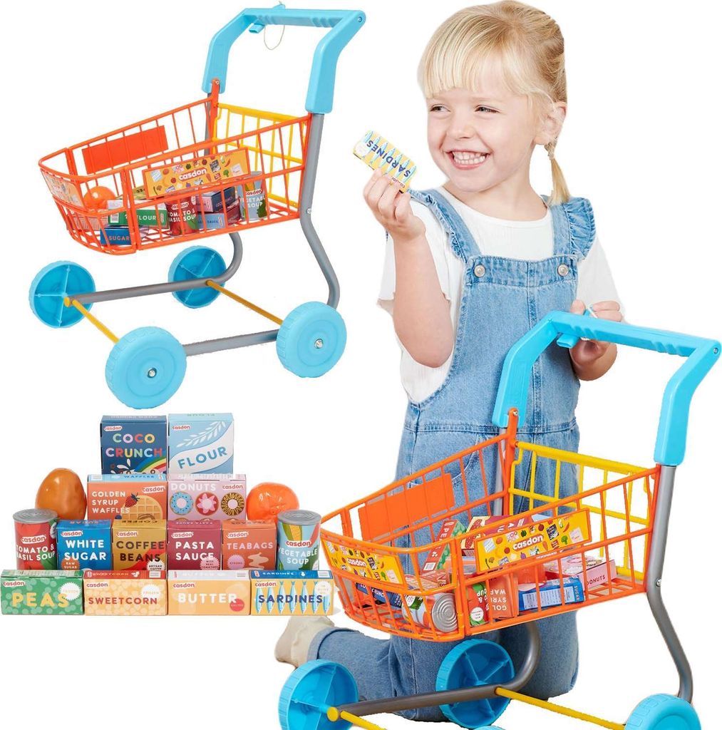 Wózek sklepowy z zakupami dla dzieci kolorowy supermarket Zdjęcie produktu 