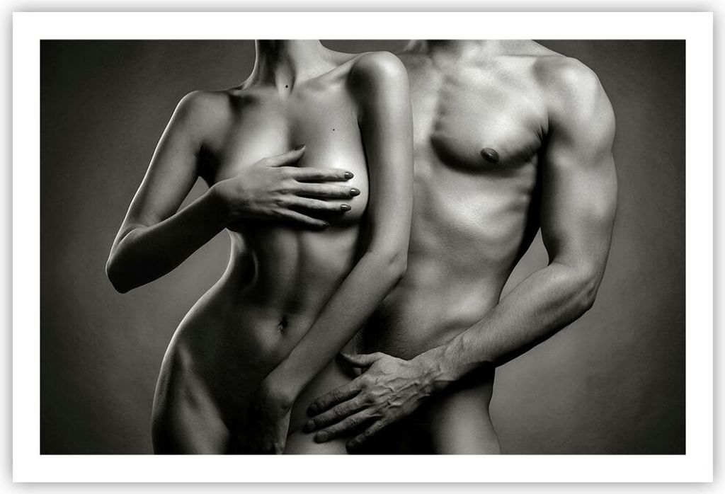 Poster - Poster ohne Rahmen - Frau Mann Nackt Paar - 91,5x61 cm - Wand Bild - Wanddeko - Wandbilder - Kunstposter - Wandposter - Bilder - Kunstdruc...