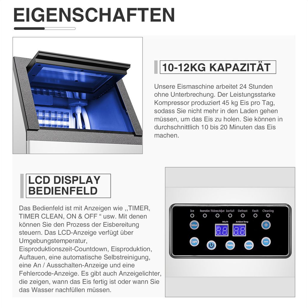 36pcs 60kg/24h Kommerzielle Eiswürfelbereiter Eismaschine Produktbild 6