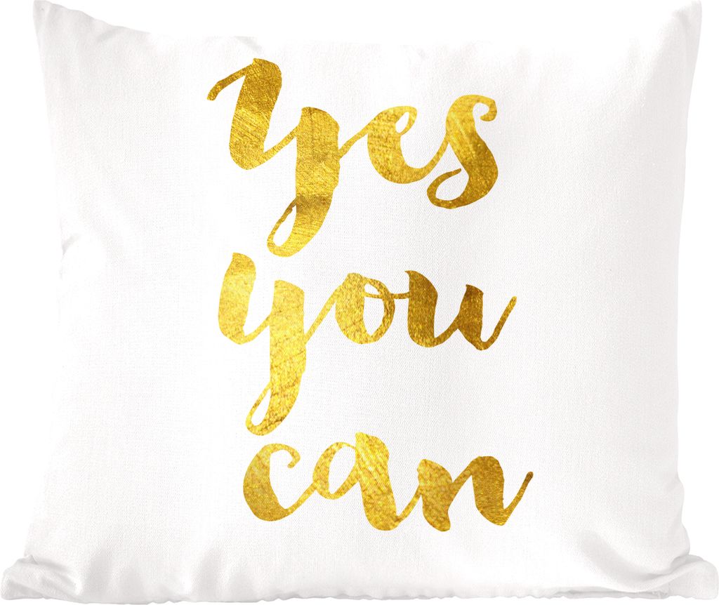 MuchoWow Zierkissen Sofakissen Wohnzimmer Dekokissen 40x40 cm Sprichwörter - 'Yes you can' - Zitate - Foto Kissen - Schlafzimmer Dekoration