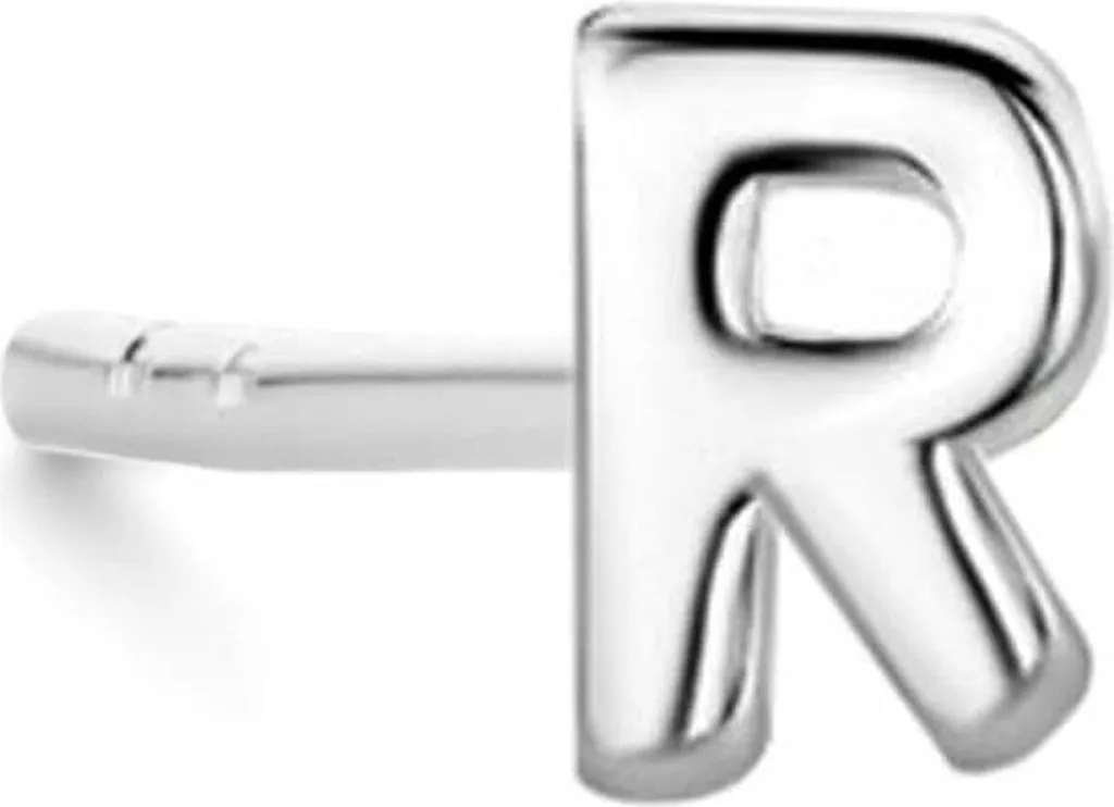 Orecchino Iniziale R Argento 925 | Un Regalo col Cuore 4mm