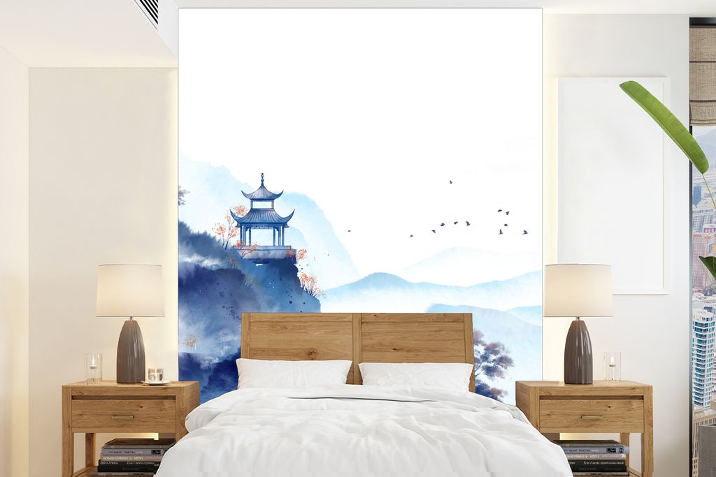 MuchoWow Fototapete für Wohnzimmer oder Schlafzimmer Wandtapete Vinyl Motivtapete Malerei - Ölfarbe - Natur - 205x280 cm - Wandbild