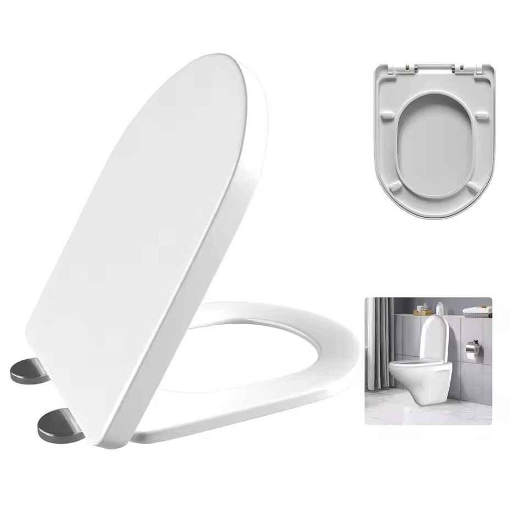 WC-Sitz D-Form Weiß mit Soft-Close und Quick-Release, 360° Produktbild 