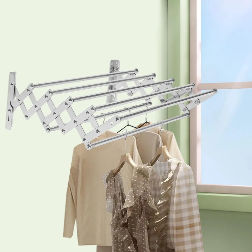 Porte-manteau mural extensible en métal argenté - Modèle Flexi-Steel - 4