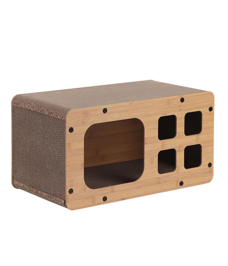 Dehner Lieblinge Kratzpappe Tesoro, Katzenkratzbrett robust, Kratzmöbel für Katzen, ca. 53.5 x 28 x 28 cm, aus FSC -er Wellpappe, braun