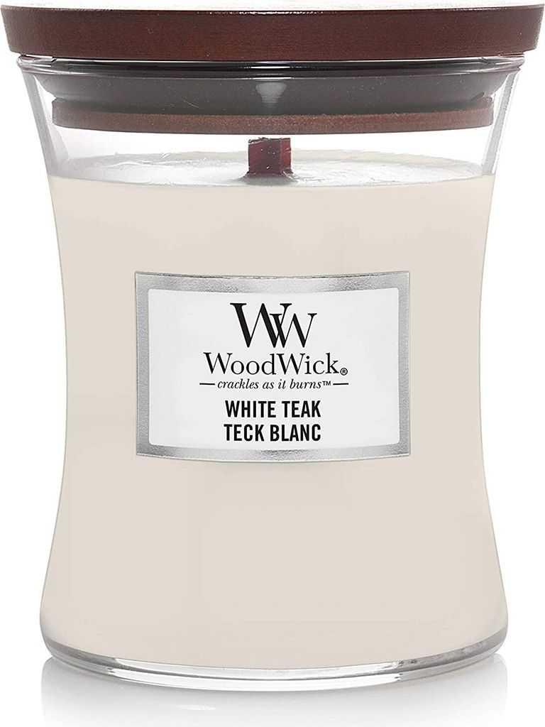 WoodWick - Vaso di Teak Bianco (Teak Bianco) - Candela Immagine del prodotto 
