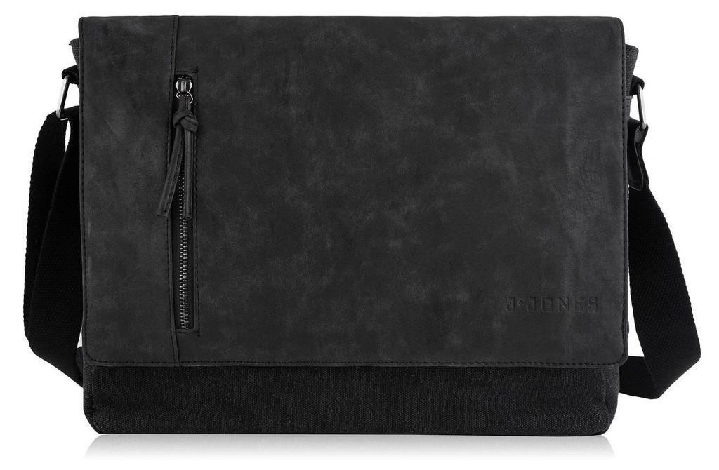 Herren-Umhängetasche schwarz A4 Vintage Leinwand SP-06-BL