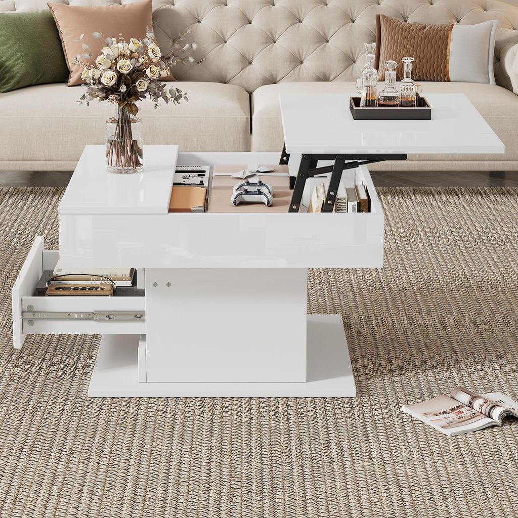 MODFU Table Basse Géométrique - Relevable avec Tiroir et Image du produit 