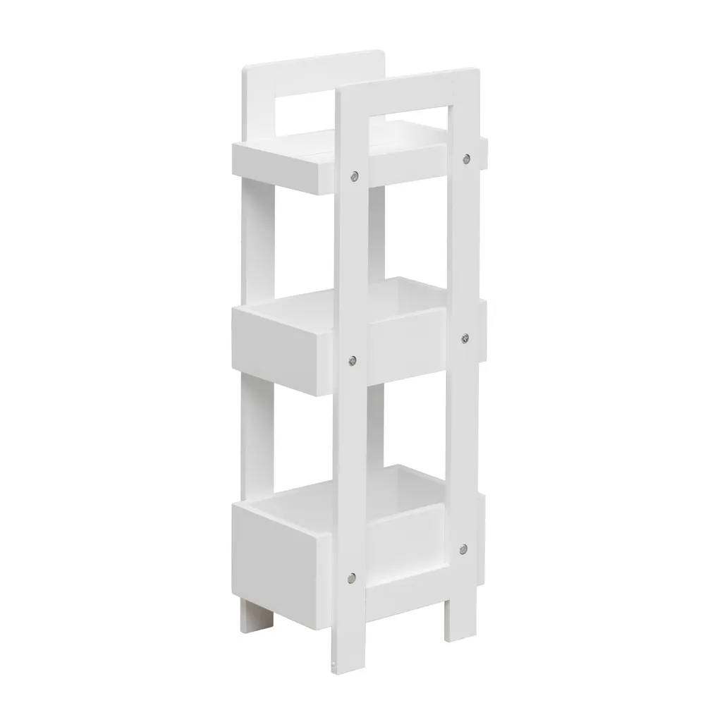 Étagère Fine Gain de Place en MDF Blanc 3 Plateaux au Design Scandinave