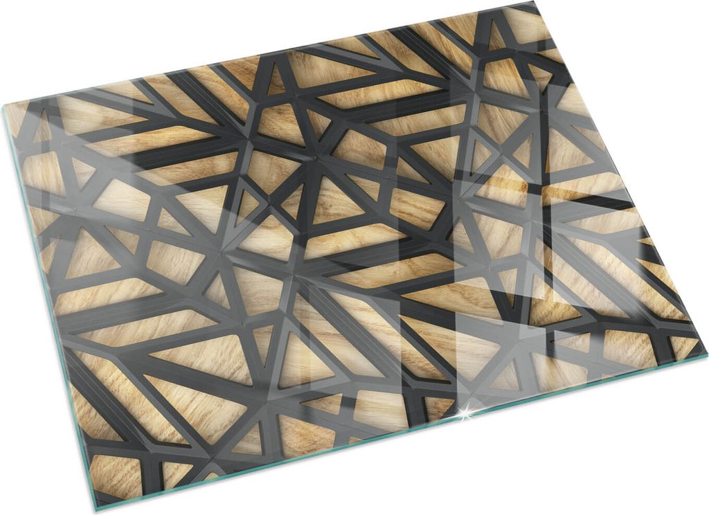 Geometrie mit Holz – Glasbodenplatte für – Kaminofen – Kaminplatte Glas – Schutzglas – Funkenschutzplatte –Glasbodenplatte Feuerfeste ...