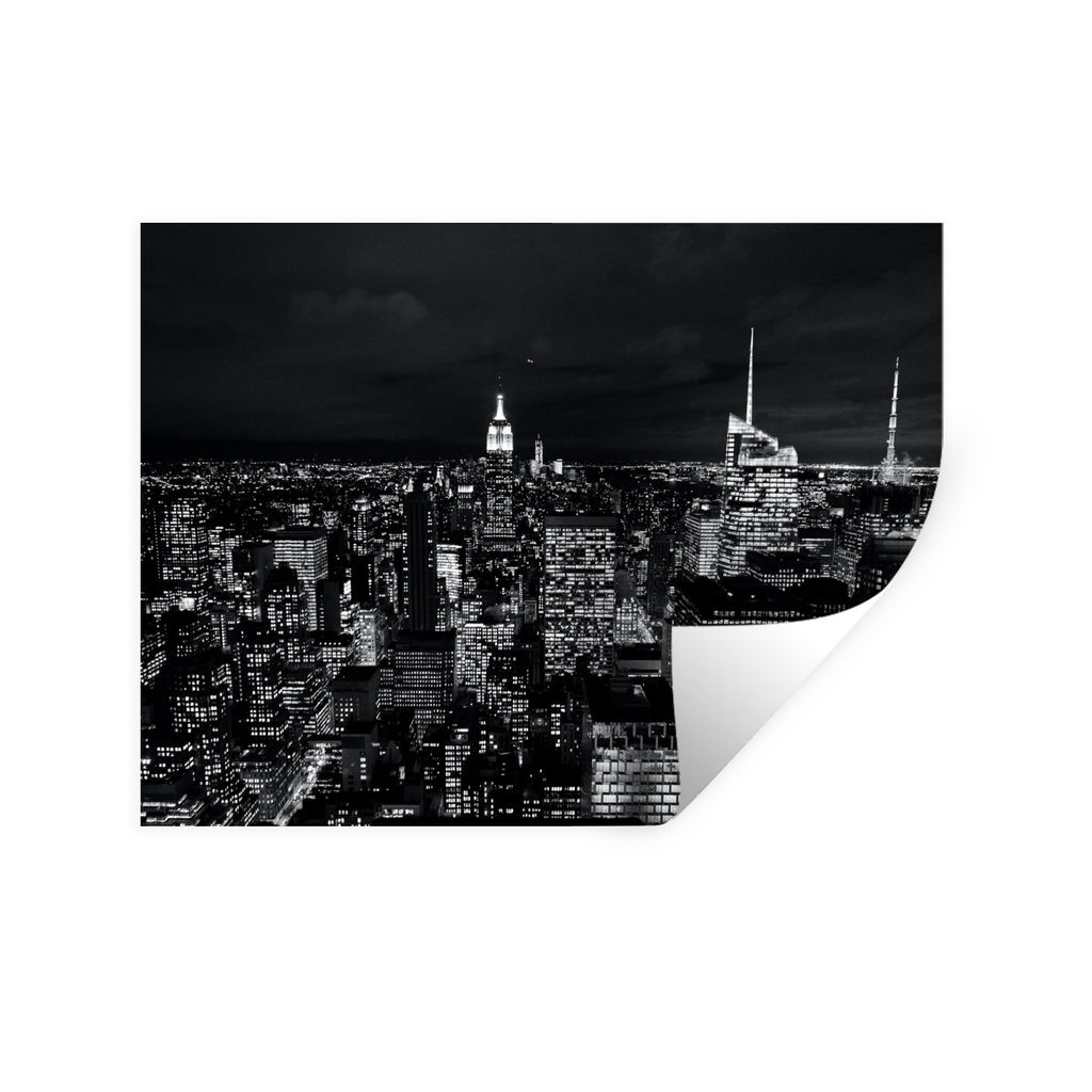 MuchoWow Wandtattoo Wandsticker Wandaufkleber Skyline - Schwarz - Weiß - New York - Amerika 120x90 cm Selbstklebend und Repositionierbar - Aufkl...